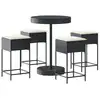 Image de vidaXL Ensemble bar de jardin 5 pièces avec coussins noir Poly rotin