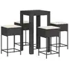 Image de vidaXL Ensemble bar de jardin 5 pièces avec coussins noir Poly rotin