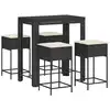 Image de vidaXL Ensemble bar de jardin 5 pièces avec coussins noir Poly rotin