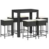 Image de vidaXL Ensemble bar de jardin 7 pièces avec coussins noir Poly rotin