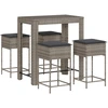 Image de vidaXL Ensemble bar de jardin 5 pièces avec coussins Gris Poly rotin