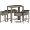 Image de vidaXL Ensemble bar de jardin 7 pièces avec coussins Gris Poly rotin