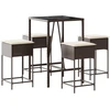 Image de vidaXL Ensemble bar de jardin 5 pièces avec coussins Marron Poly rotin