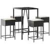 Image de vidaXL Ensemble bar de jardin 5 pièces avec coussins noir Poly rotin