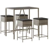 Image de vidaXL Ensemble bar de jardin 5 pièces avec coussins Gris Poly rotin