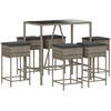 Image de vidaXL Ensemble bar de jardin 7 pièces avec coussins Gris Poly rotin