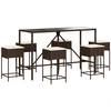 Image de vidaXL Ensemble bar de jardin 7 pièces avec coussins Marron Poly rotin