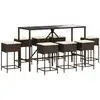 Image de vidaXL Ensemble bar de jardin 9 pièces avec coussins Marron Poly rotin