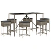 Image de vidaXL Ensemble bar de jardin 7 pièces avec coussins Gris Poly rotin