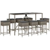 Image de vidaXL Ensemble bar de jardin 9 pièces avec coussins Gris Poly rotin