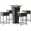 Image de vidaXL Ensemble bar de jardin 5 pièces avec coussins noir Poly rotin