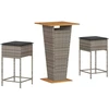 Image de vidaXL Ensemble bar de jardin 3 pièces avec coussins Gris Poly rotin