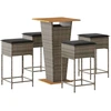 Image de vidaXL Ensemble bar de jardin 5 pièces avec coussins Gris Poly rotin