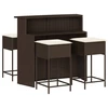 Image de vidaXL Ensemble bar de jardin 5 pièces avec coussins Marron Poly rotin
