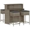 Image de vidaXL Ensemble bar de jardin 5 pièces avec coussins Gris Poly rotin