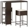 Image de vidaXL Ensemble bar de jardin 3 pièces avec coussins Marron Poly rotin