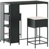 Image de vidaXL Ensemble bar de jardin 3 pièces avec coussins noir Poly rotin