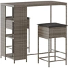 Image de vidaXL Ensemble bar de jardin 3 pièces avec coussins Gris Poly rotin