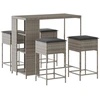 Image de vidaXL Ensemble bar de jardin 5 pièces avec coussins Gris Poly rotin