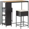 Image de vidaXL Ensemble bar de jardin 3 pièces avec coussins noir Poly rotin