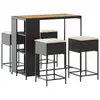 Image de vidaXL Ensemble bar de jardin 5 pièces avec coussins noir Poly rotin
