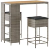 Image de vidaXL Ensemble bar de jardin 3 pi ¨ces avec coussins Gris Poly rotin