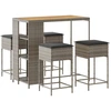 Image de vidaXL Ensemble bar de jardin 5 pièces avec coussins Gris Poly rotin