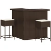 Image de vidaXL Ensemble bar de jardin 3 pièces avec coussins Marron Poly rotin