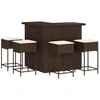 Image de vidaXL Ensemble bar de jardin 5 pièces avec coussins Marron Poly rotin