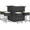 Image de vidaXL Ensemble bar de jardin 5 pièces avec coussins noir Poly rotin