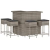 Image de vidaXL Ensemble bar de jardin 5 pièces avec coussins Gris Poly rotin