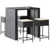 Image de vidaXL Ensemble bar de jardin 5 pièces avec coussins noir Poly rotin
