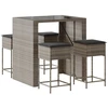 Image de vidaXL Ensemble bar de jardin 5 pièces avec coussins Gris Poly rotin