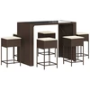Image de vidaXL Ensemble bar de jardin 7 pièces avec coussins Marron Poly rotin