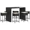 Image de vidaXL Ensemble bar de jardin 7 pièces avec coussins noir Poly rotin