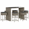 Image de vidaXL Ensemble bar de jardin 7 pièces avec coussins Gris Poly rotin