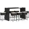Image de vidaXL Ensemble bar de jardin 9 pièces avec coussins Noir Poly rotin