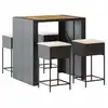 Image de vidaXL Ensemble bar de jardin 5 pièces avec coussins noir Poly rotin