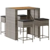 Image de vidaXL Ensemble bar de jardin 5 pièces avec coussins Gris Poly rotin
