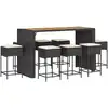 Image de vidaXL Ensemble bar de jardin 9 pièces avec coussins Noir Poly rotin
