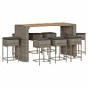 Image de vidaXL Ensemble bar de jardin 9 pièces avec coussins Gris Poly rotin