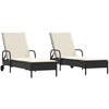Image de vidaXL Bains de soleil avec coussins 2 pcs. noir poly rotin
