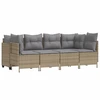 Image de vidaXL Ensemble de salon de jardin 5 pièces avec coussins Beige Poly Rattan