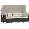 Image de vidaXL Ensemble de salon de jardin 5 pièces avec coussins noir poly rotin