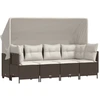 Image de vidaXL Ensemble de salon de jardin 5 pièces avec coussins Marron Poly Rattan