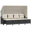 Image de vidaXL Ensemble de salon de jardin 5 pièces avec coussins noir poly rotin