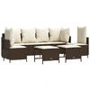 Image de vidaXL Ensemble de salon de jardin 5 pièces avec coussins Marron Poly Rattan