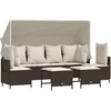 Image de vidaXL Ensemble de salon de jardin 5 pièces avec coussins Marron Poly Rattan