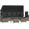 Image de vidaXL Ensemble de salon de jardin 5 pièces avec coussins Gris Poly rotin