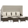 Image de vidaXL Ensemble de salon de jardin 5 pièces avec coussins Marron Poly Rattan